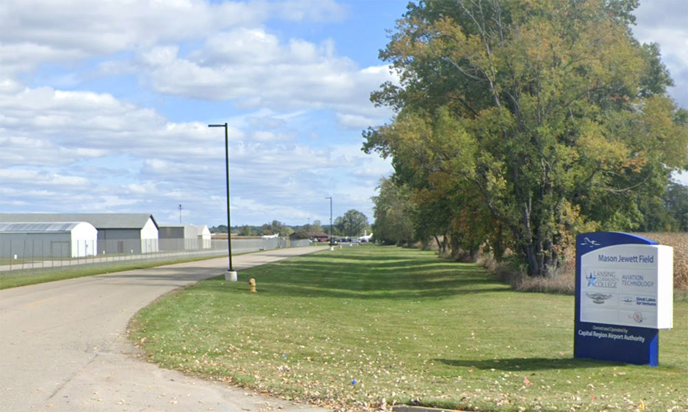 Looking at the Aviation Technology Center entrance from Eden Road