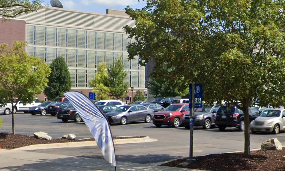 Parking Lot 22, viewed from the northwest corner, facing southeast across the parking lot