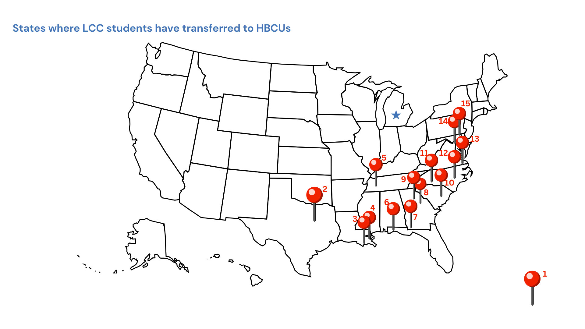 a map with pins on different parts of the us where hbcus are located