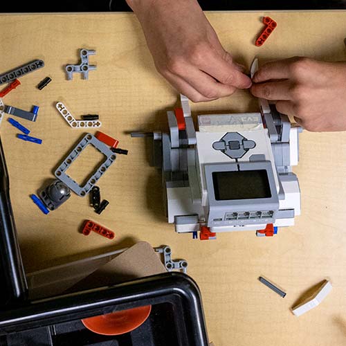 Student building robot