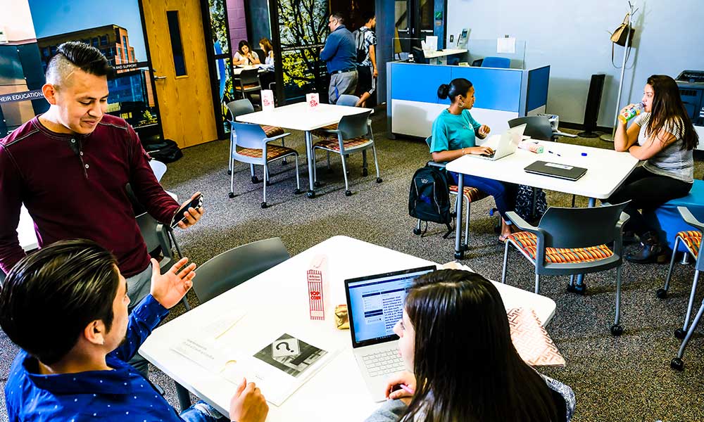 students in the cesar chavez multicultural center