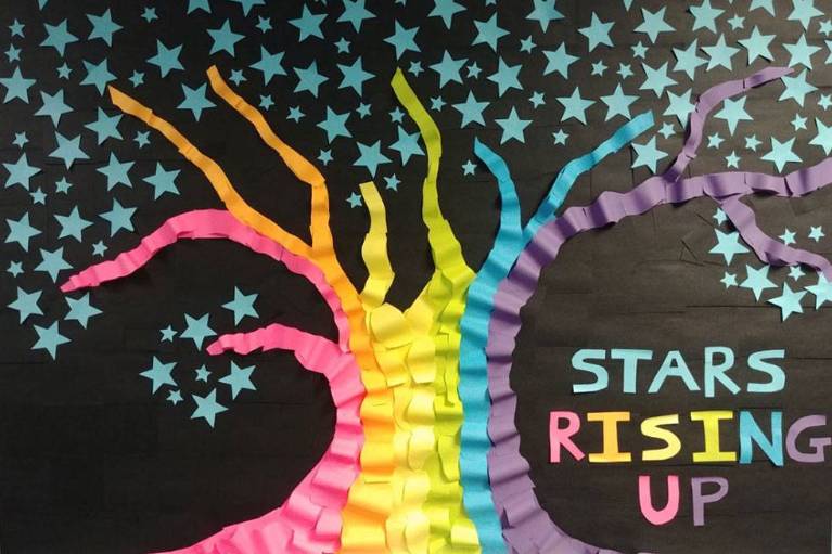 post-it note art competition entry - stars rising up
