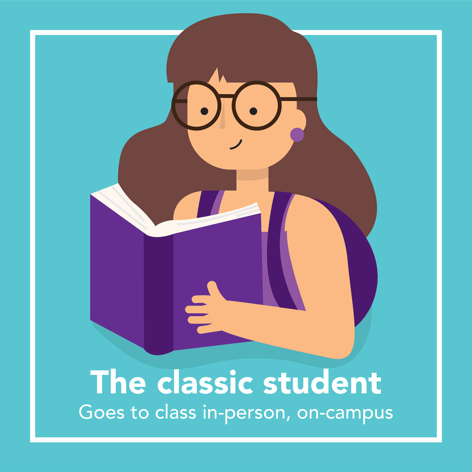 the classic student - goes to class in-person, on campus