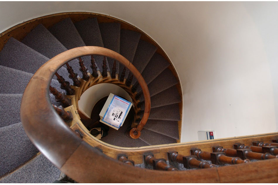 The circular staircase in North House, the home of LCC's Human Resources department until it was demolished in 2003 - March 2003.