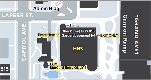 map of HHS building next to the Gannon Ramp